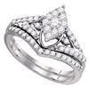 Image 1 : 0.71 CTW Diamond Oval Cluster Bridal Engagement Ring 10KT White Gold - REF-59K9W