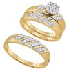 Image 1 : 0.28 CTW His & Hers Diamond Solitaire Matching Bridal Ring 10KT Yellow Gold - REF-38F9N