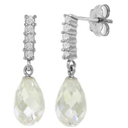 Genuine 4.65 ctw White Topaz & Diamond Earrings Jewelry 14KT White Gold - REF-36F2Z