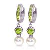 Image 1 : Genuine 4.3 ctw Peridot & Pearl Earrings Jewelry 14KT White Gold - REF-48X3M