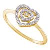 Image 1 : 0.04 CTW Diamond Heart Cluster Ring 10KT Yellow Gold - REF-7X4Y