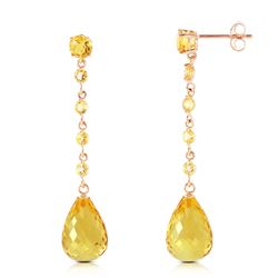 Genuine 23 ctw Citrine Earrings Jewelry 14KT Rose Gold - REF-50F6Z