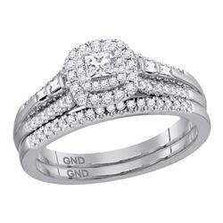 0.51 CTW Princess Diamond Bridal Engagement Ring 14KT White Gold - REF-89W9K