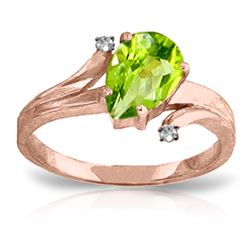 Genuine 1.51 ctw Peridot & Diamond Ring Jewelry 14KT Rose Gold - REF-51P4H