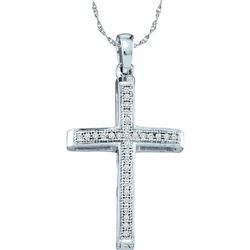 0.08 CTW Diamond Cross Pendant 10KT White Gold - REF-12K2W