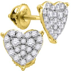 0.47 CTW Diamond Heart Stud Earrings 10KT Yellow Gold - REF-34H4M