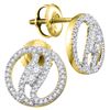 Image 1 : 0.25 CTW Diamond 2-stone Circle Stud Earrings 10KT Yellow Gold - REF-24N2F