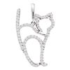 0.51 CTW Diamond Spooked Kitty Cat Animal Pendant 14KT White Gold - REF-52F4N