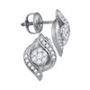 Image 1 : 0.25 CTW Diamond Flower Screwback Stud Earrings 14KT White Gold - REF-33N7F