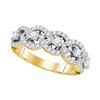 Image 1 : 0.96 CTW Pave-set Diamond Linked Circle Ring 14KT Yellow Gold - REF-89Y9X