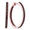 Image 1 : 0.33 CTW Red Color Diamond Single Row Hoop Earrings 10KT Rose Gold - REF-37X5Y