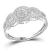 Image 1 : 0.25 CTW Diamond Triple Cluster Bridal Engagement Ring 10KT White Gold - REF-22N4F