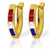 Genuine 1.28 ctw Ruby, White Topaz & Sapphire Earrings Jewelry 14KT Yellow Gold - REF-26W7Y
