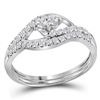 0.50 CTW Diamond 2-Stone Bridal Wedding Engagement Ring 10KT White Gold - REF-36F2N