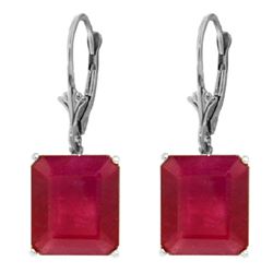 Genuine 15 ctw Ruby Earrings Jewelry 14KT White Gold - REF-114A3K