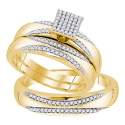 0.25 CTW His & Hers Diamond Matching Bridal Ring 10KT Yellow Gold - REF-52N4F