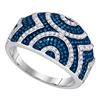 Image 1 : 0.50 CTW Blue Color Diamond Geometric Ring 10KT White Gold - REF-37H5M