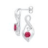 Image 1 : 0.98 CTW Created Ruby Solitaire Oval Diamond Earrings 10KT White Gold - REF-19Y4X