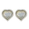 Image 1 : 1 CTW Diamond Heart Screwback Cluster Earrings 10KT Yellow Gold - REF-67M4H