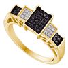 Image 1 : 0.15 CTW Black Color Diamond Rectangle Cluster Ring 10KT Yellow Gold - REF-22F4N