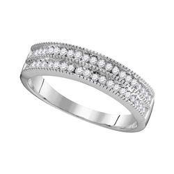 0.50 CTW Diamond Double Row Milgrain Ring 10KT White Gold - REF-28H4M