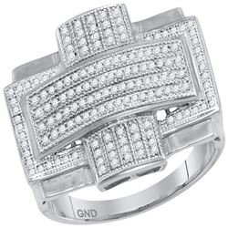 0.50 CTW Mens Diamond Convex Cross Rectangle Cluster Ring 10KT White Gold - REF-67Y4X