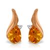 Image 1 : Genuine 3.26 ctw Citrine & Diamond Earrings Jewelry 14KT Rose Gold - REF-52H7X