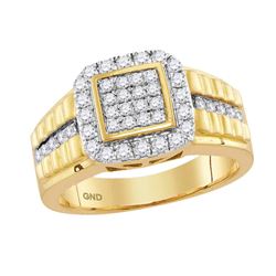 1 CTW Mens Diamond Square Cluster Ring 10KT Yellow Gold - REF-82Y4X