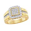 Image 1 : 1 CTW Mens Diamond Square Cluster Ring 10KT Yellow Gold - REF-82Y4X