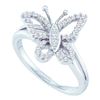 Image 1 : 0.25 CTW Diamond Butterfly Bug Cluster Ring 14KT White Gold - REF-44X9Y
