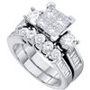 1.98 CTW Princess Diamond Cluster Bridal Engagement Ring 14KT White Gold - REF-209N9F
