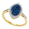 Image 1 : 0.26 CTW Blue Color Diamond Oval Cluster Ring 10KT Yellow Gold - REF-22M4H