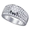 Image 1 : 1.17 CTW Diamond Flower Cluster Fashion Ring 10KT White Gold - REF-97M4H