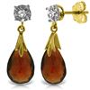 Genuine 6.06 ctw Garnet & Diamond Earrings Jewelry 14KT Yellow Gold - REF-37K4V