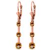 Genuine 2.5 ctw Citrine Earrings Jewelry 14KT Rose Gold - REF-39P3H