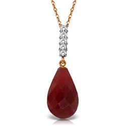 Genuine 8.88 ctw Ruby & Diamond Necklace Jewelry 14KT Rose Gold - REF-35T4A