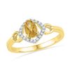 Image 1 : 0.48 CTW Oval Created Citrine Solitaire Diamond Ring 10KT Yellow Gold - REF-14H9M