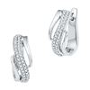 Image 1 : 0.25 CTW Diamond Diagonal Double Row Hoop Earrings 10KT White Gold - REF-28K4W