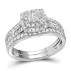 1 CTW Diamond Double Halo Bridal Engagement Ring 14KT White Gold - REF-104N9F