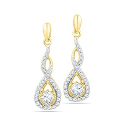 0.50 CTW Diamond Solitaire Teardrop Dangle Earrings 10KT Yellow Gold - REF-52N4F