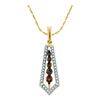 0.50 CTW Cognac-brown Color Diamond Vertical Journey Pendant 14KT Yellow Gold - REF-40F4N
