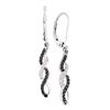 0.30 CTW Black Color Diamond Infinity Weave Dangle Earrings 14KT White Gold - REF-26X3Y