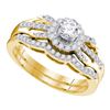 Image 1 : 0.50 CTW Diamond Bridal Wedding Engagement Ring 10KT Yellow Gold - REF-57F2N