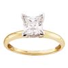 0.90 CTW Princess Diamond Solitaire Bridal Engagement Ring 14KT Yellow Gold - REF-240H2M