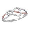0.15 CTW Diamond Heart Rose-tone Woven Ring 10KT White Gold - REF-13X4Y