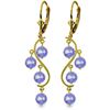 Genuine 4 ctw Tanzanite Earrings Jewelry 14KT Yellow Gold - REF-74R2P