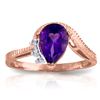 Genuine 1.52 ctw Amethyst & Diamond Ring Jewelry 14KT Rose Gold - REF-51Y4F