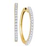 Image 1 : 1.01 CTW Pave-set Diamond Slender Single Row Hoop Earrings 14KT Yellow Gold - REF-104K9W