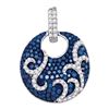 Image 1 : 0.55 CTW Blue Color Diamond Curl Circle Pendant 10KT White Gold - REF-49N5F