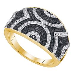 0.50 CTW Black Color Diamond Geometric Ring 10KT Yellow Gold - REF-37F5N
